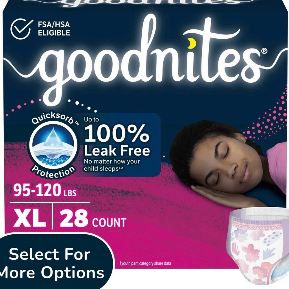 4 packs Goodnites Youth Girls Nighttime Underwear X Large 95-120 lbs 36 ct